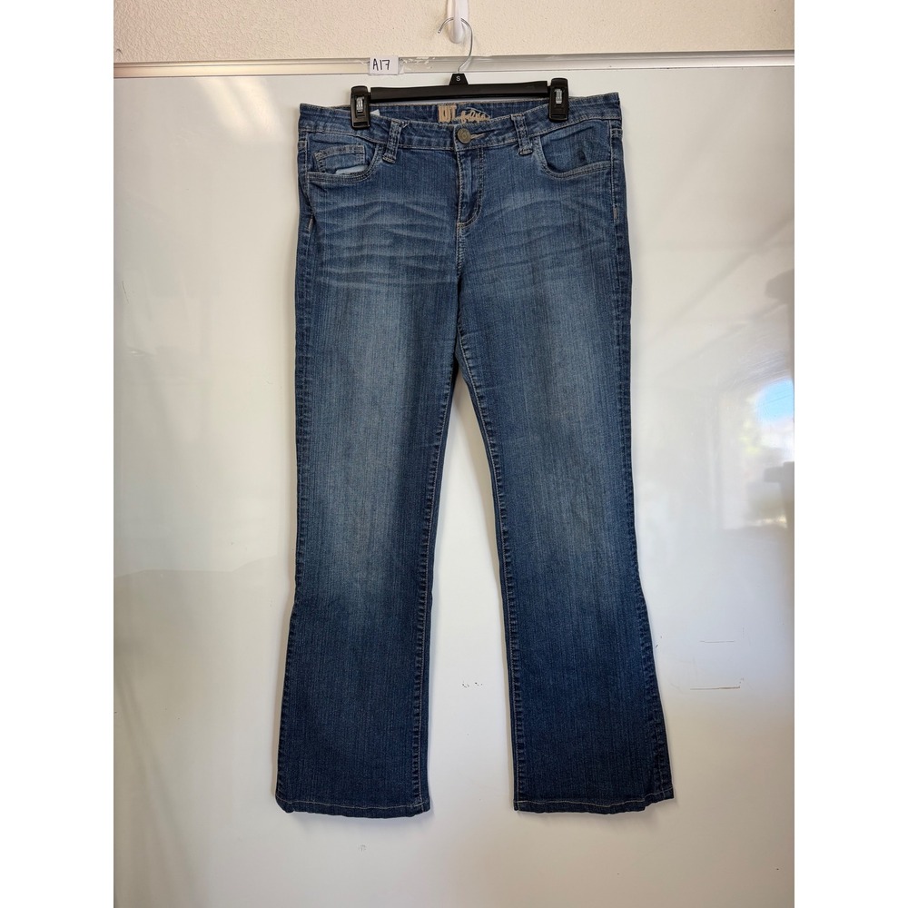 Kut from the Kloth Women 12 Medium Wash Bootcut Stretch Jeans Flap Pocket Blue